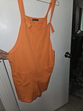 SHEIN Bright Orange Tie-Strap Romper